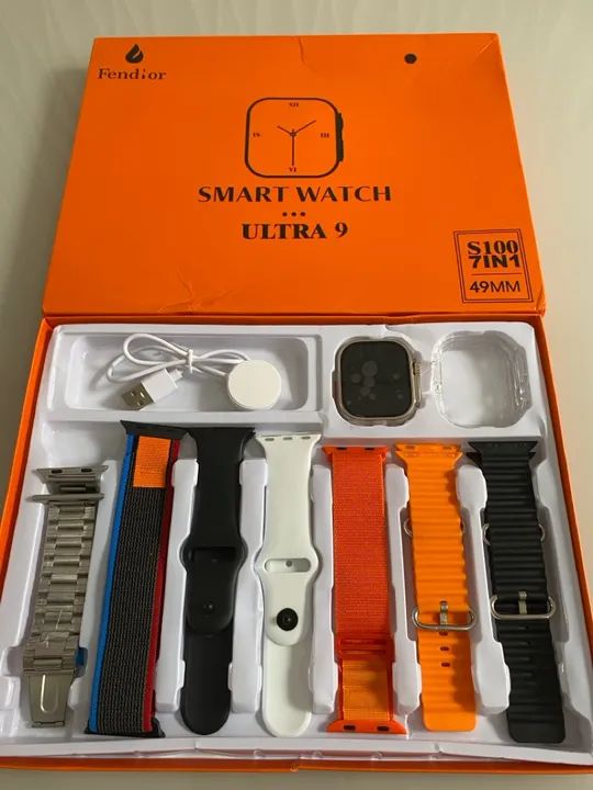 Relógio smartwatch Bluetooth S100 7 pulseiras 