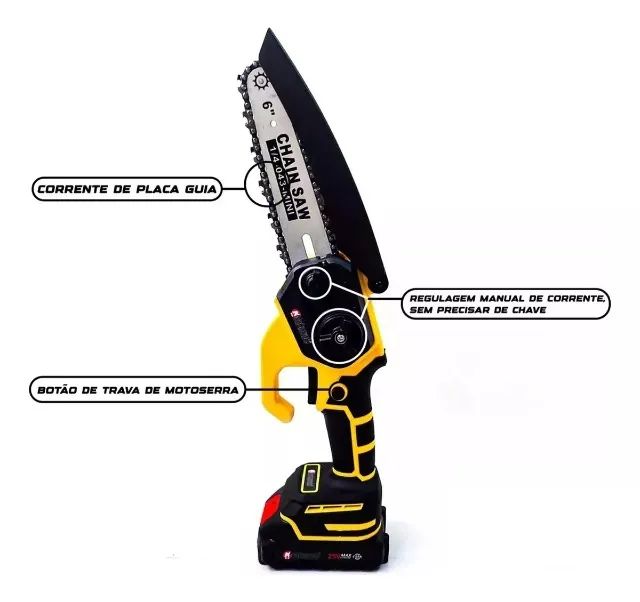 Mini Motoserra Com 2 baterias 25V e Cabo Extensor Multi Funções Nova Lacrada - Foto 5