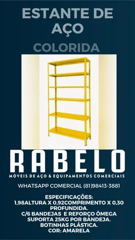 Estante de aço Amapá Amarela c/6 bandejas em até 5x sem juros no cartão 