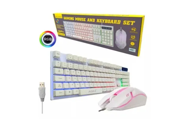 Combo Teclado Mouse Semi Mecânico Rgb Jogo M400 Tablet C Fio