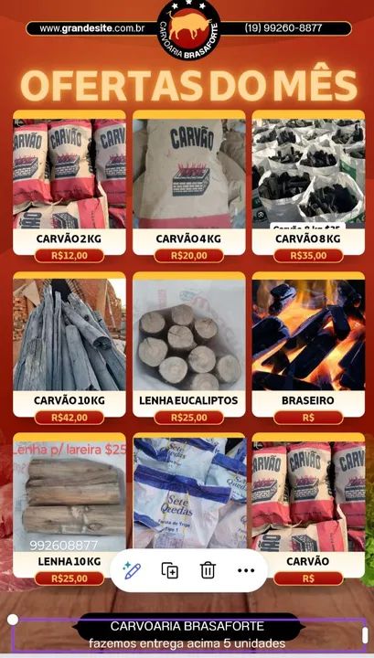 DISK ENTREGA CARVÃO PRA CHURRASCO E LENHA EUCALIPTOS 