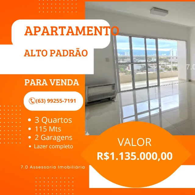 Apartamento 115 metros, 3 quartos, Ed. Capim Dourado - 2 Garagens Subsolo