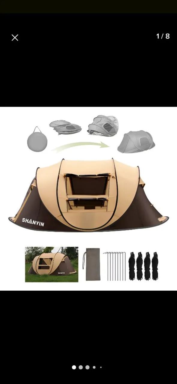 Barraca  de Camping acampamento automaticamente 5-6 pessoas marrom claro