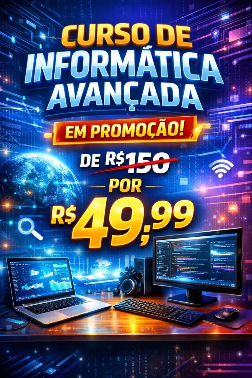 ? Curso de Informática Avançada em Promoção - De R$150 por R$49,99!