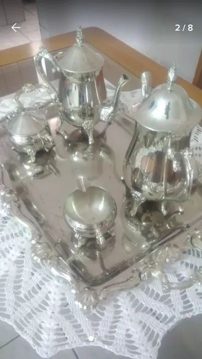 Baixei - Conjunto de café e chá em prata  - Foto 3