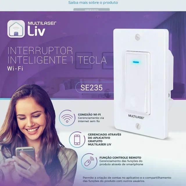 Interruptor Inteligente Wifi Compatível Com Alexa e Google Home 1 Tecla - Multi Liv - Foto 3