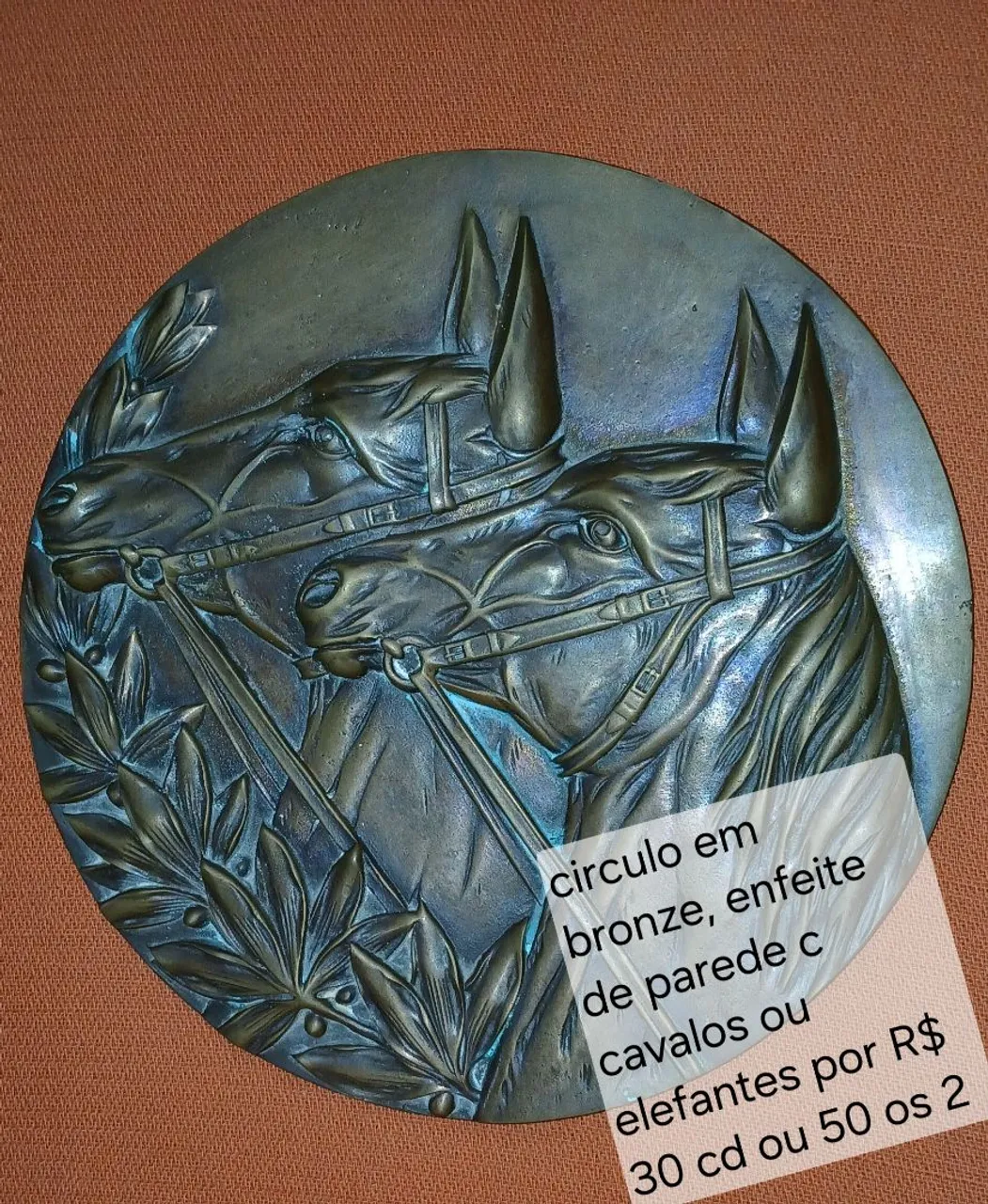 Círculo Bronze Cavalos/Elefantes - Decoração de Parede