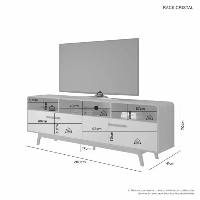 Rack Cristal 2,00m Cinamono/Off White  - Pronta Entrega! - Foto 4