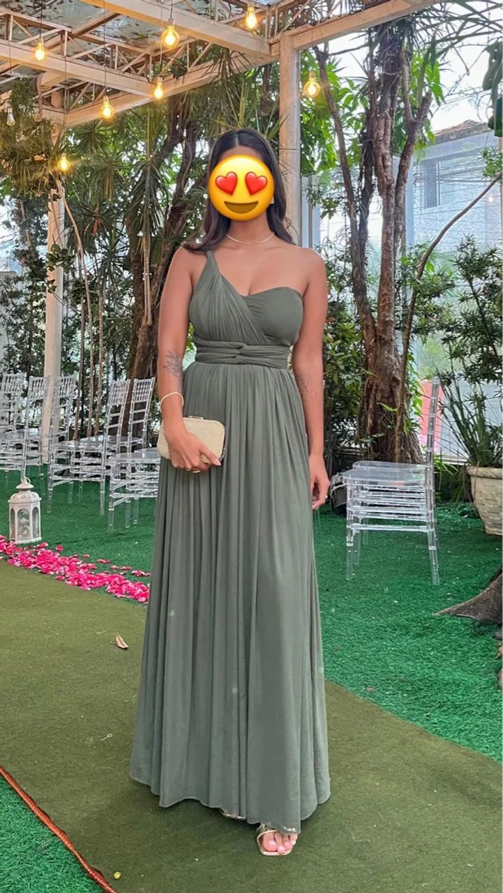 Vestido longo verde oliva - Foto 4