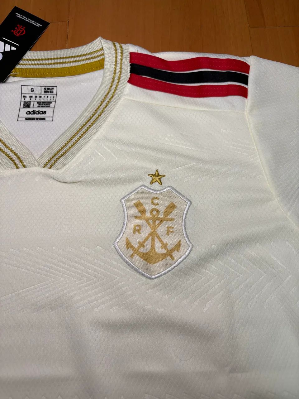Camisa flamengo 3 bege dourada - Foto 3