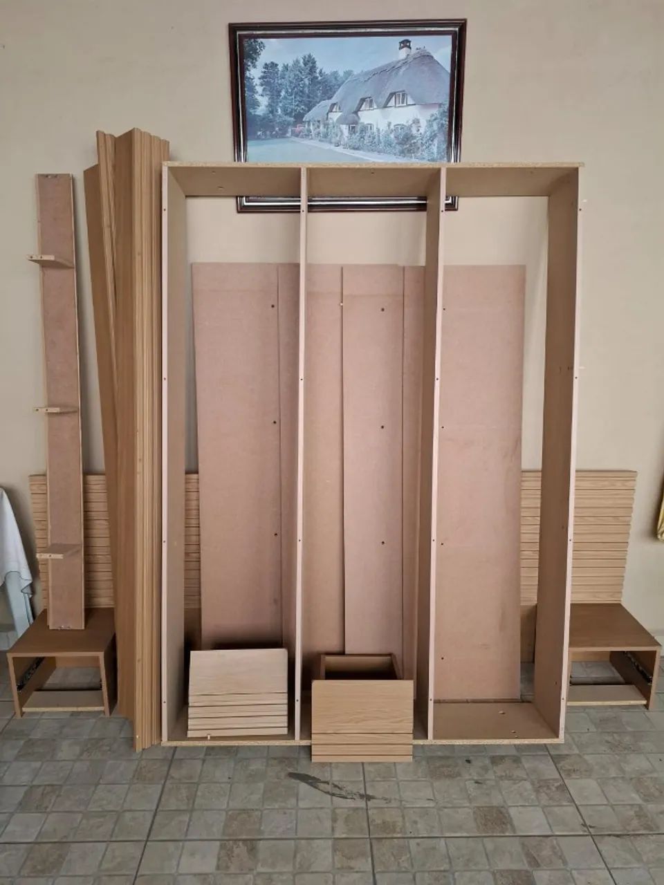 Cama Casal com Cabeceira e Mesa de Apoio - Cor Carvalho - Foto 4