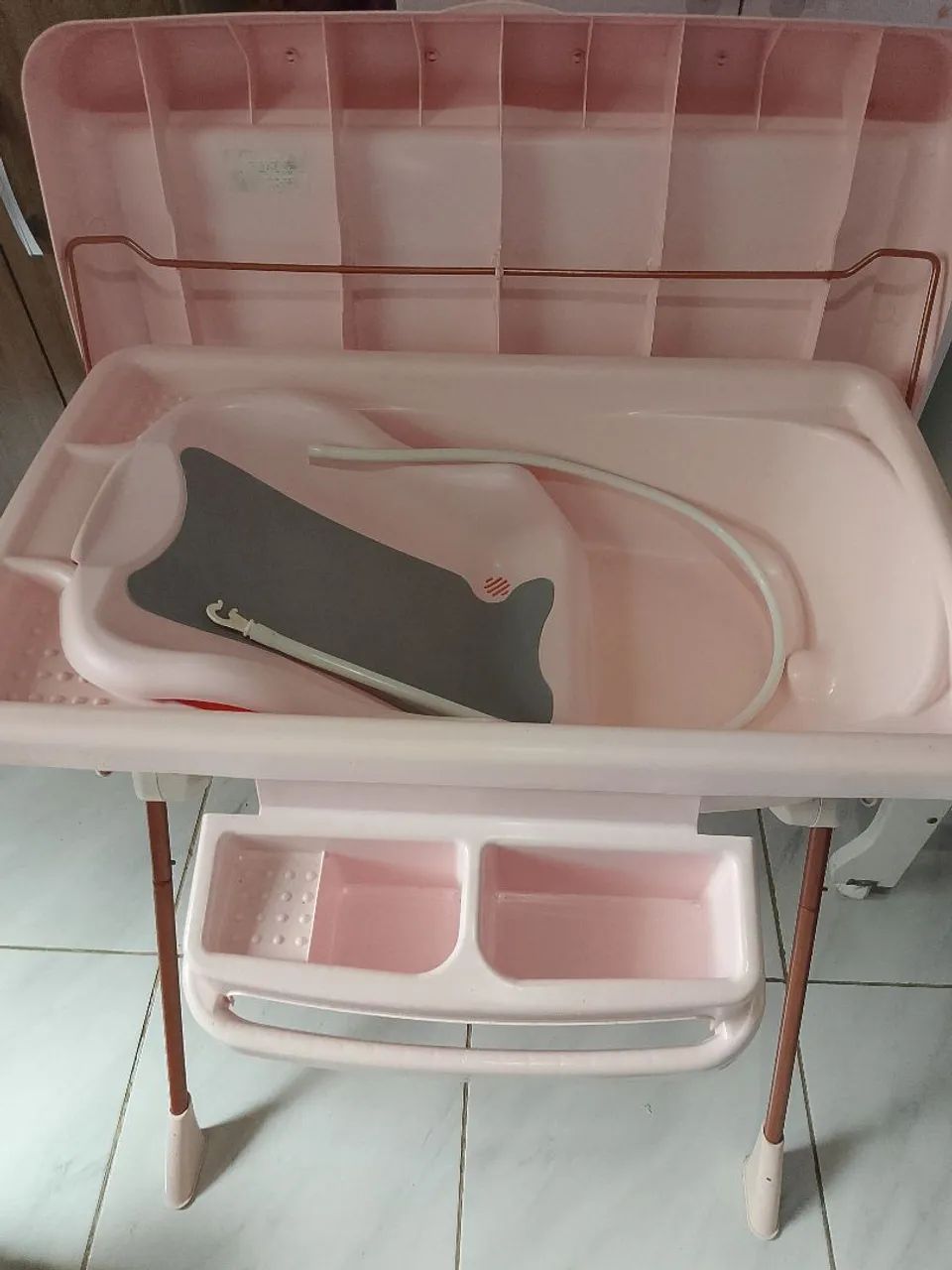 Banheira para Bebê com Trocador e Suporte