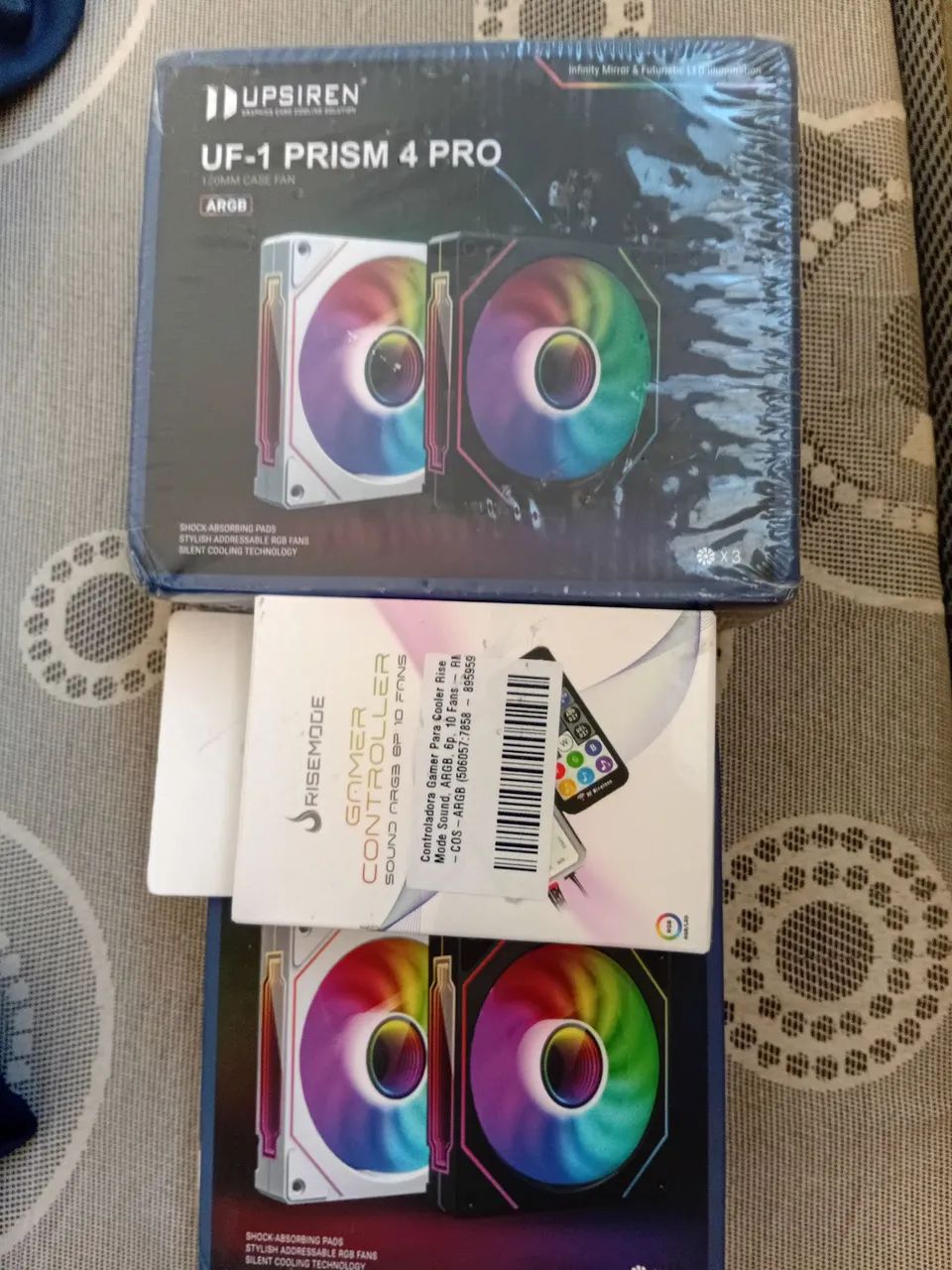Kit 5 fans argb 120mm branca da marca prisma + controladora argb da Risemode64317620459265120