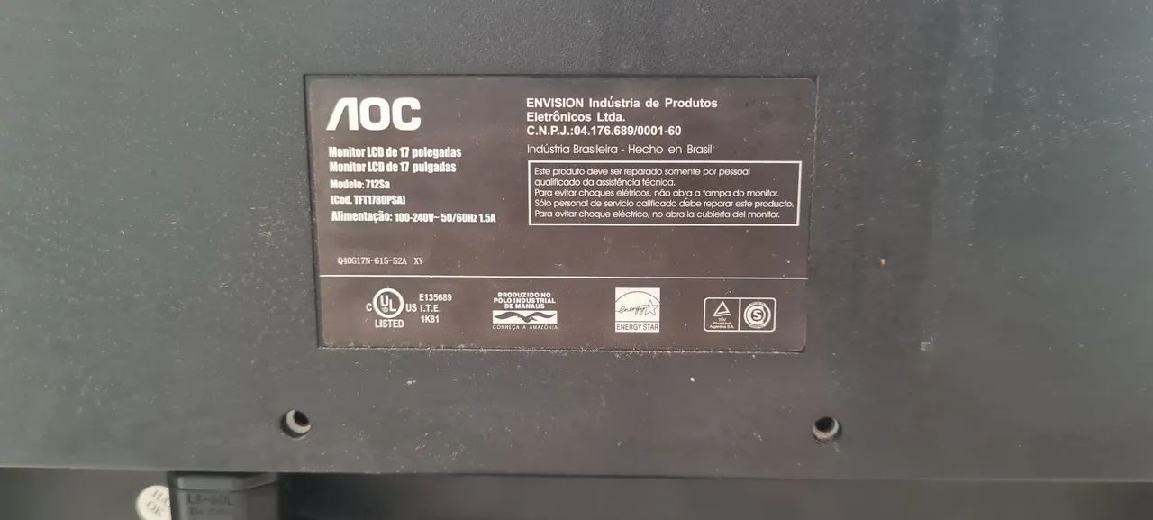 Monitor AOC LCD 17 polegadas 712Sa - Foto 2
