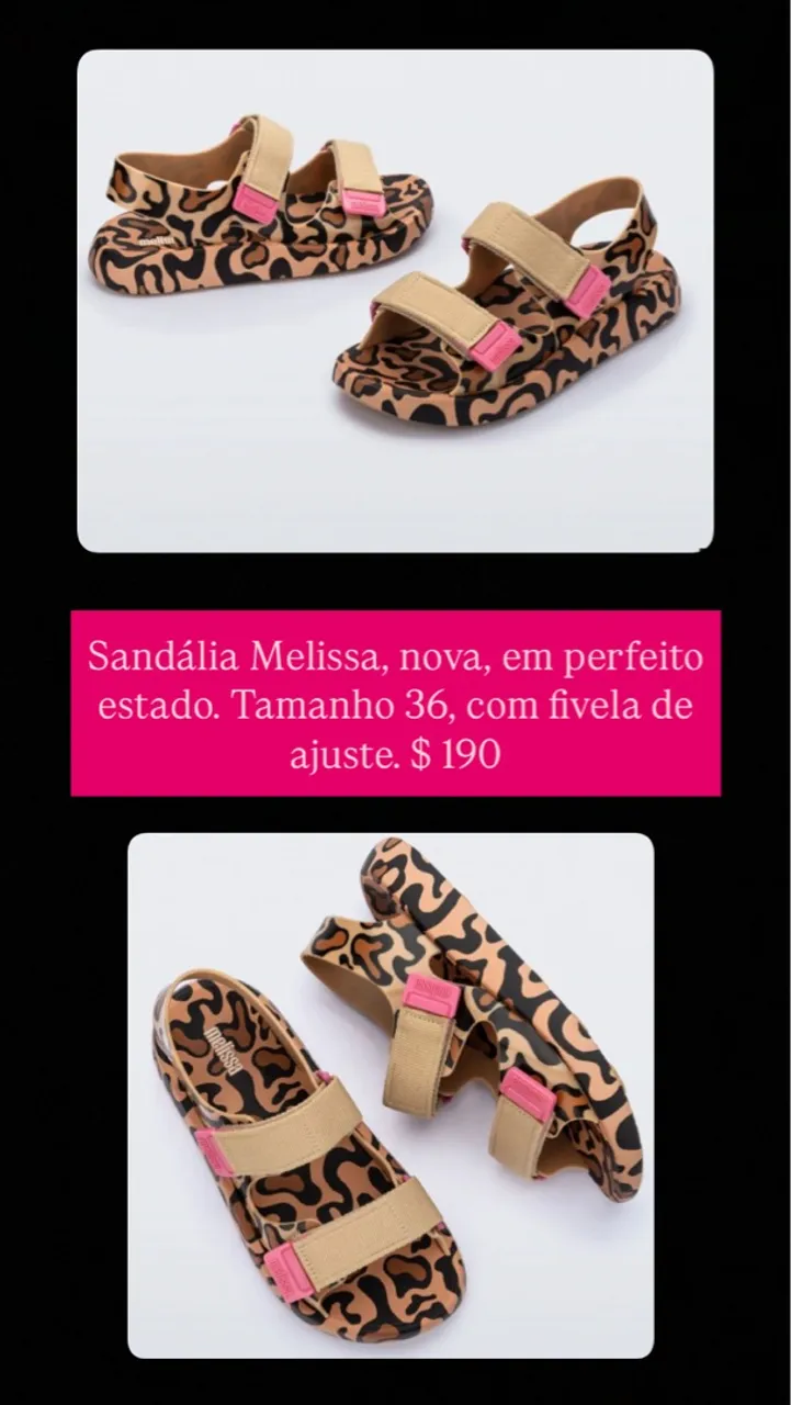 Sandália Melissa Leopard Print Tamanho 36