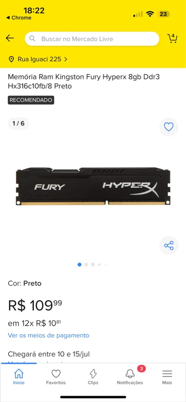Memória Ram Kingston Fury Hyperx 2x8