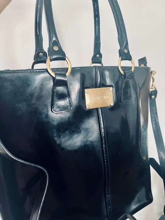 Bolsa grande couro envernizado preta!  - Foto 3