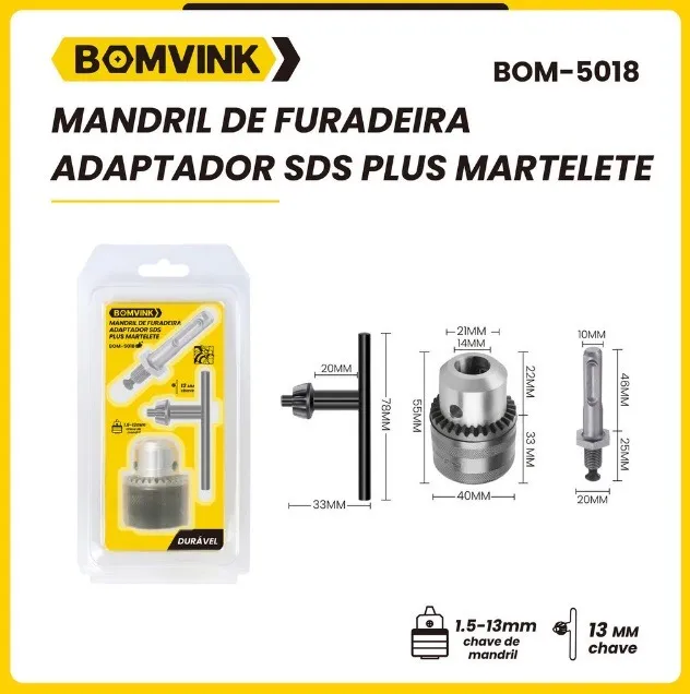 Mandril furadeira BOM-5018 13mm