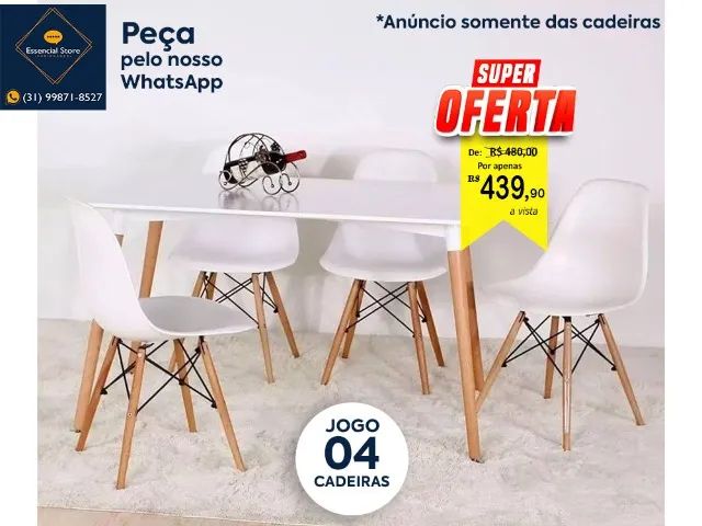 Cadeira de escritório sala reunião, jantar, Eames Eiffel - Jogo 4 unidades - Foto 2