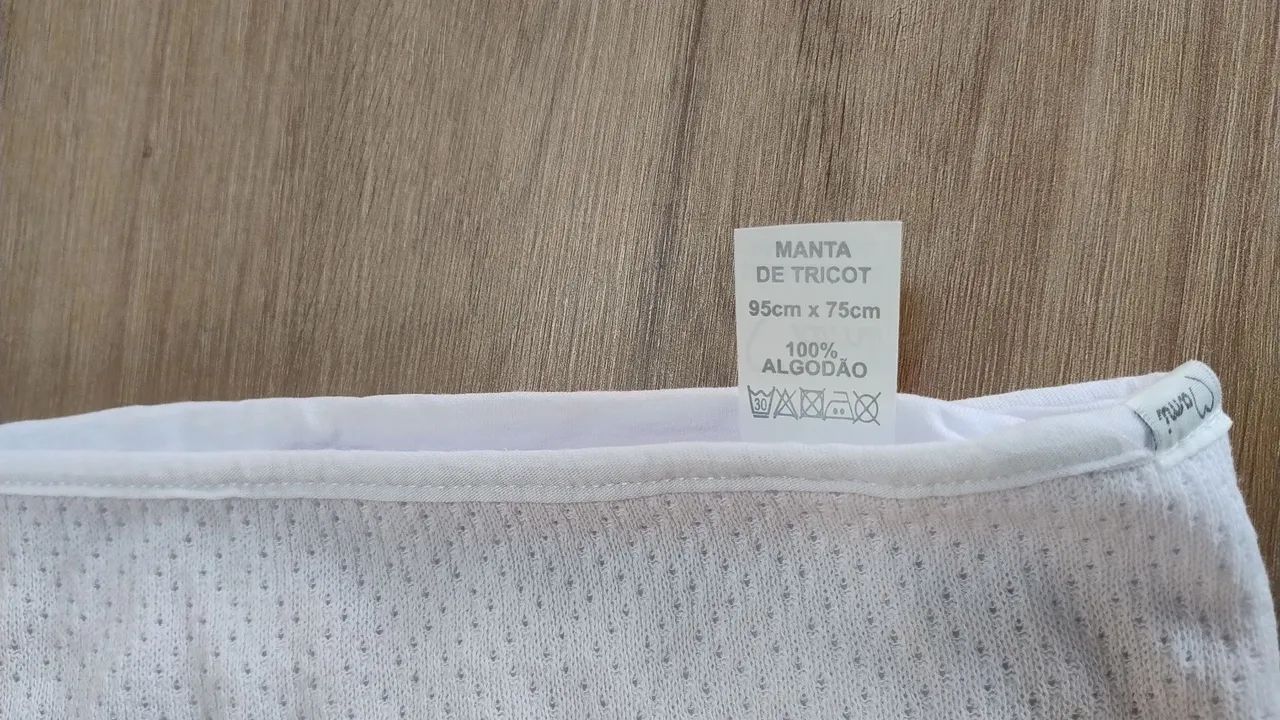 Manta de tricô branca bebê algodão  - Foto 2