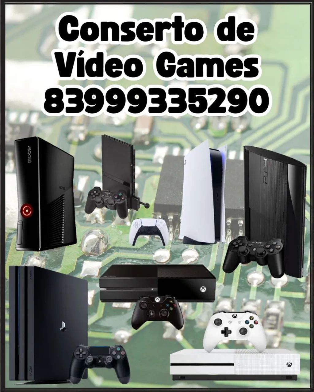 Conserto de video games, fontes e controles 