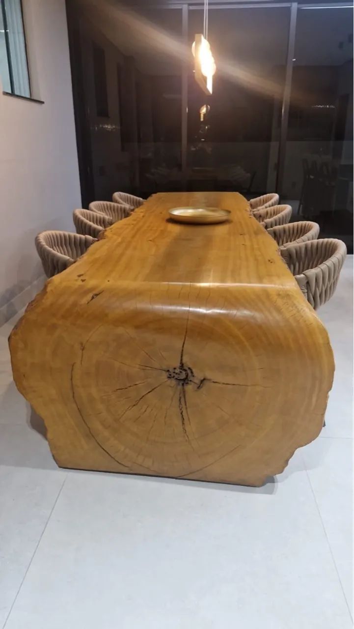 Mesa Cascata de Jantar Rústica de Madeira Maciça