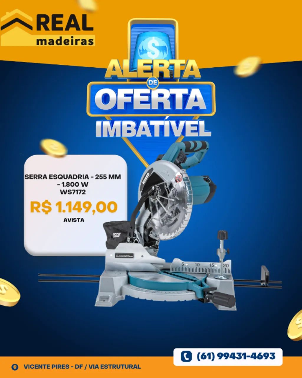 Serra Meia Esquadria 255mm/1.800W WESCO WS7172