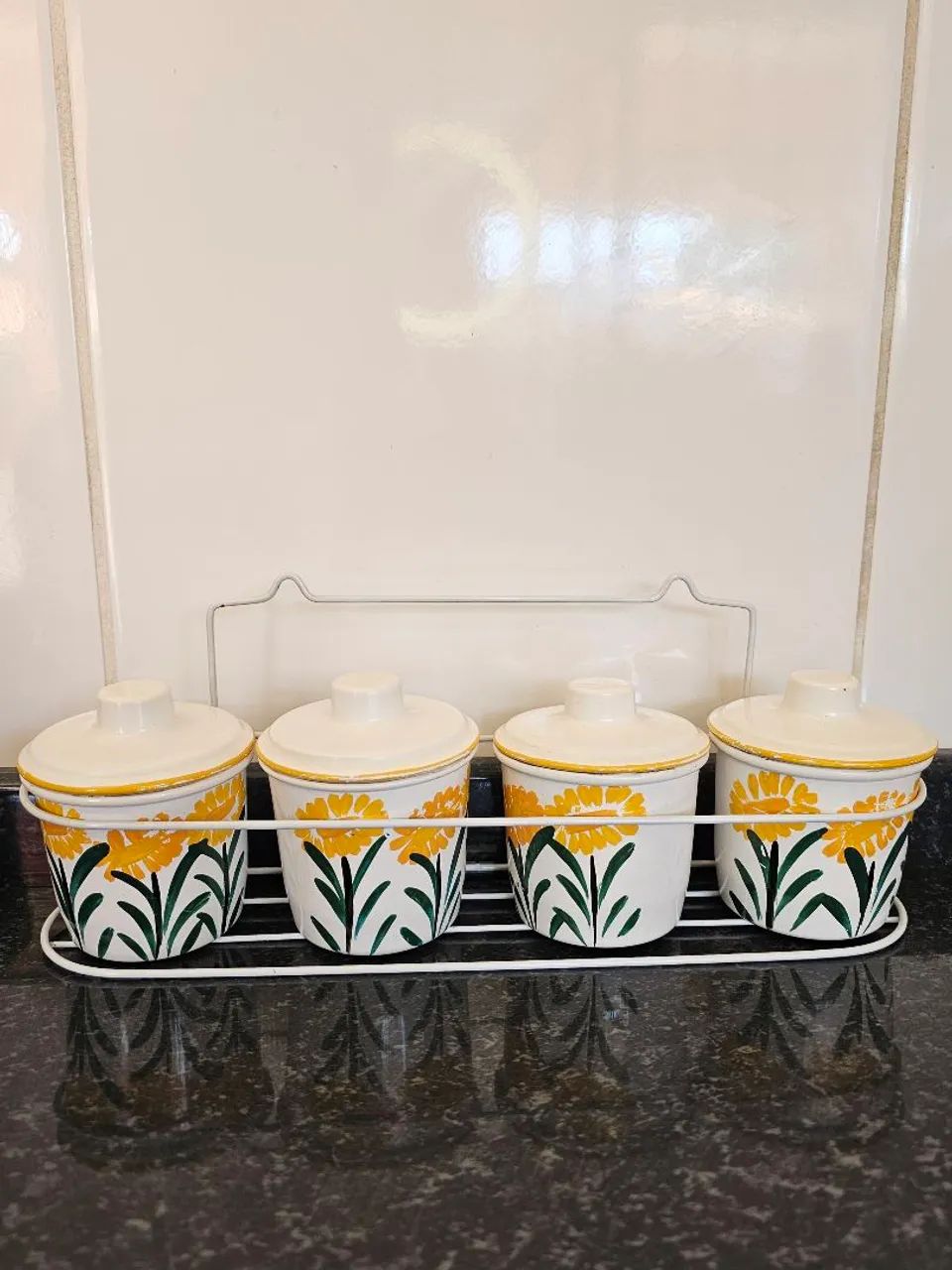 Kit porta tempero com suporte 