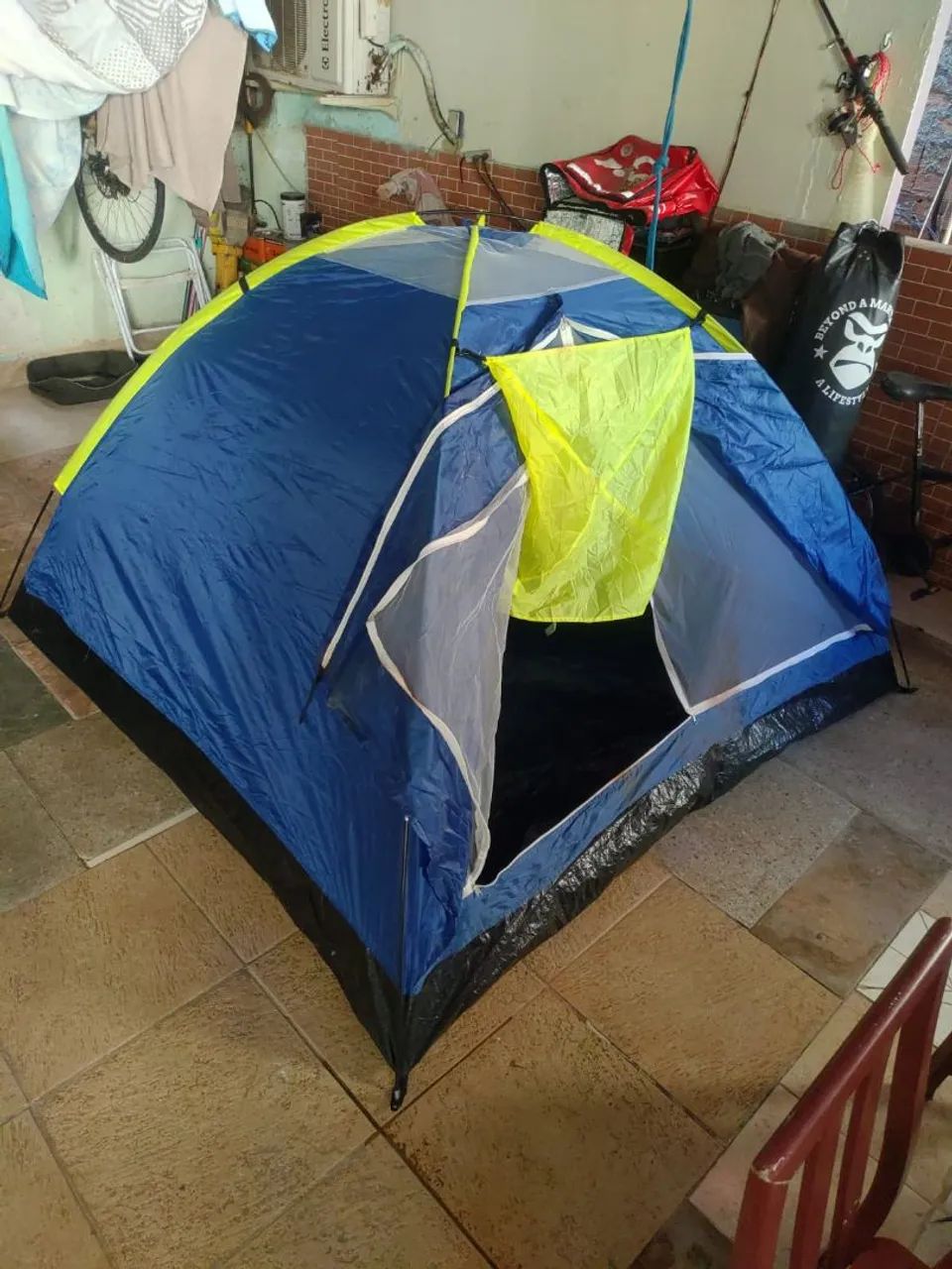 Barraca de Camping Azul e Amarelo 4 LUGARES - Foto 4