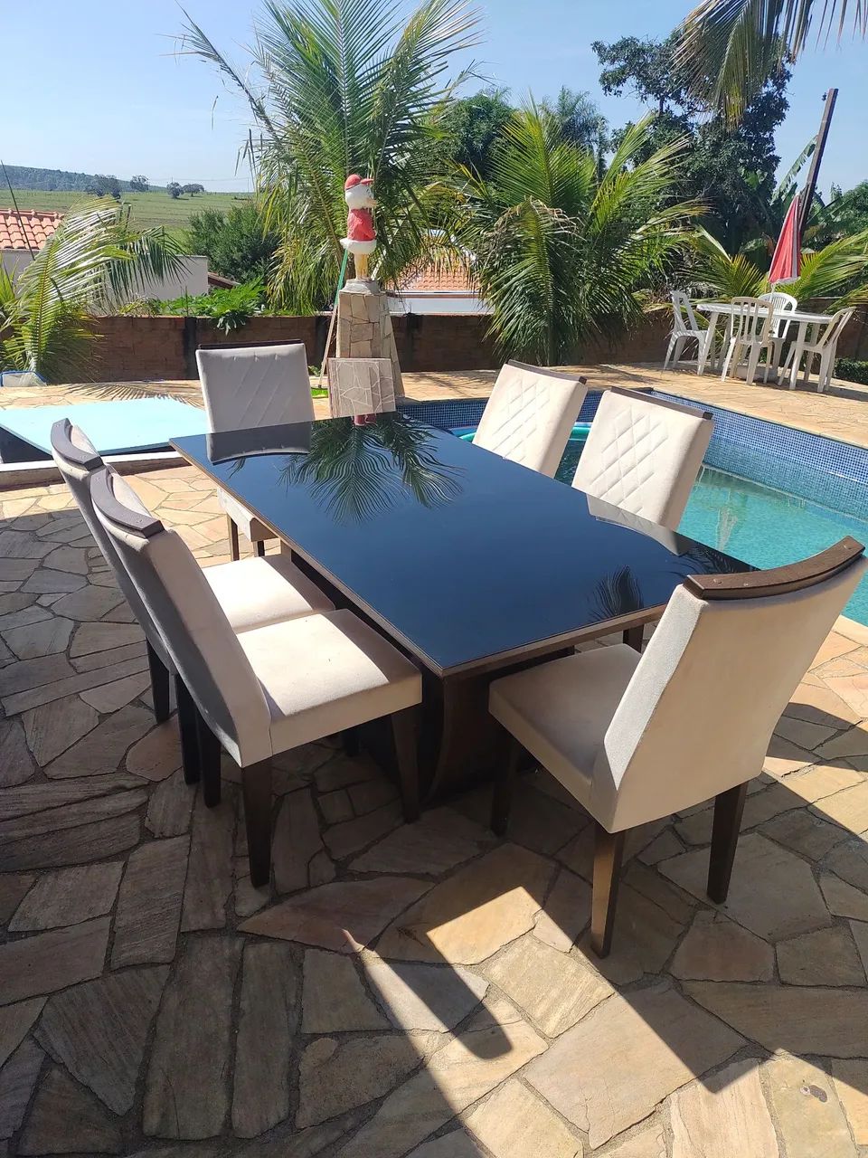 Mesa de Jantar com Tampo de Vidro Preto - Foto 5