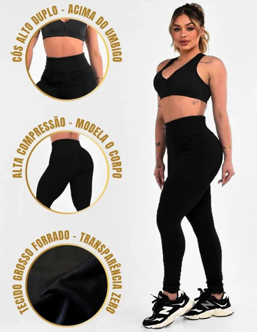 Legging cós alto - Alta compressão - Modela o corpo