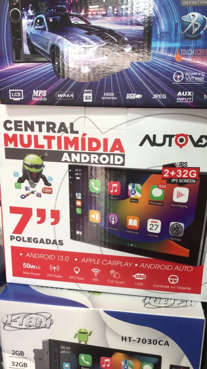 Central Multimídia Android 7 Polegadas GPS Apple Carplay