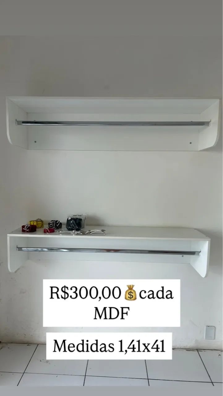 Prateleira com Cabideiro MDF - 1,41x41