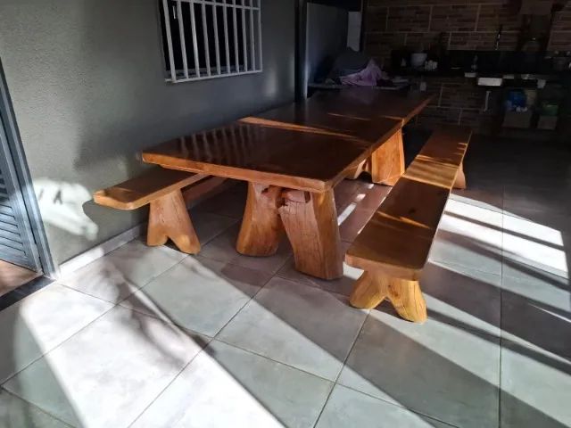 Promoção de Mesas Rusticas 3mts com dois bancos
