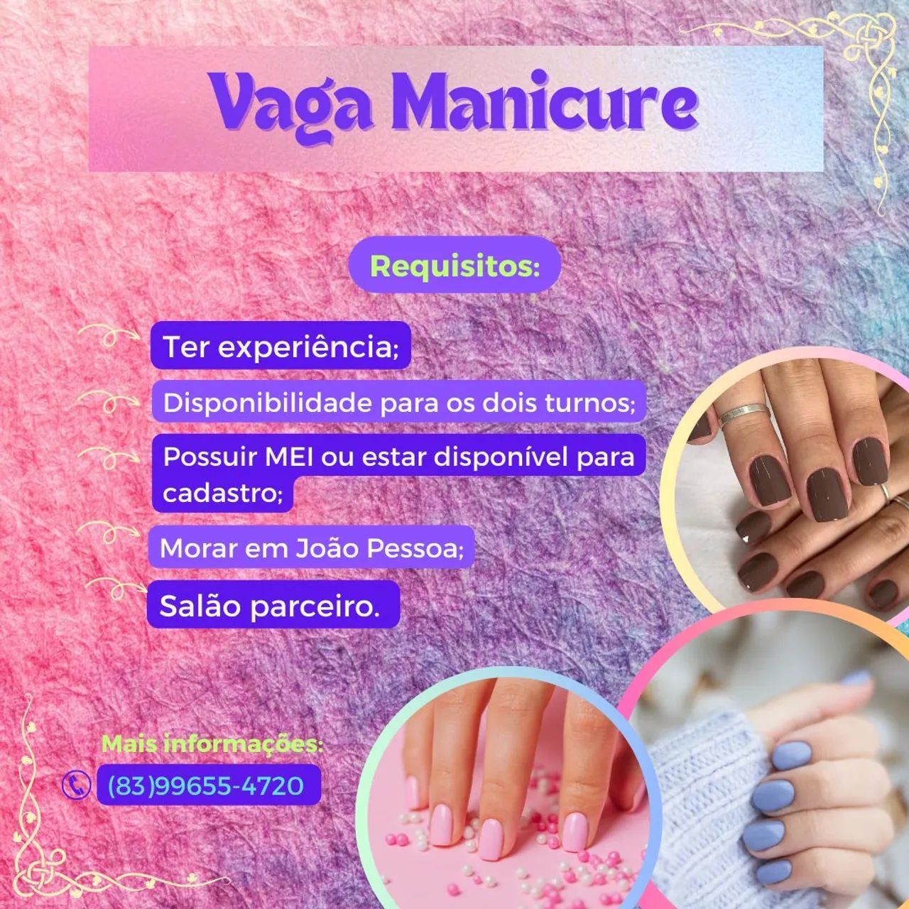 Vaga Manicure Tradicional 