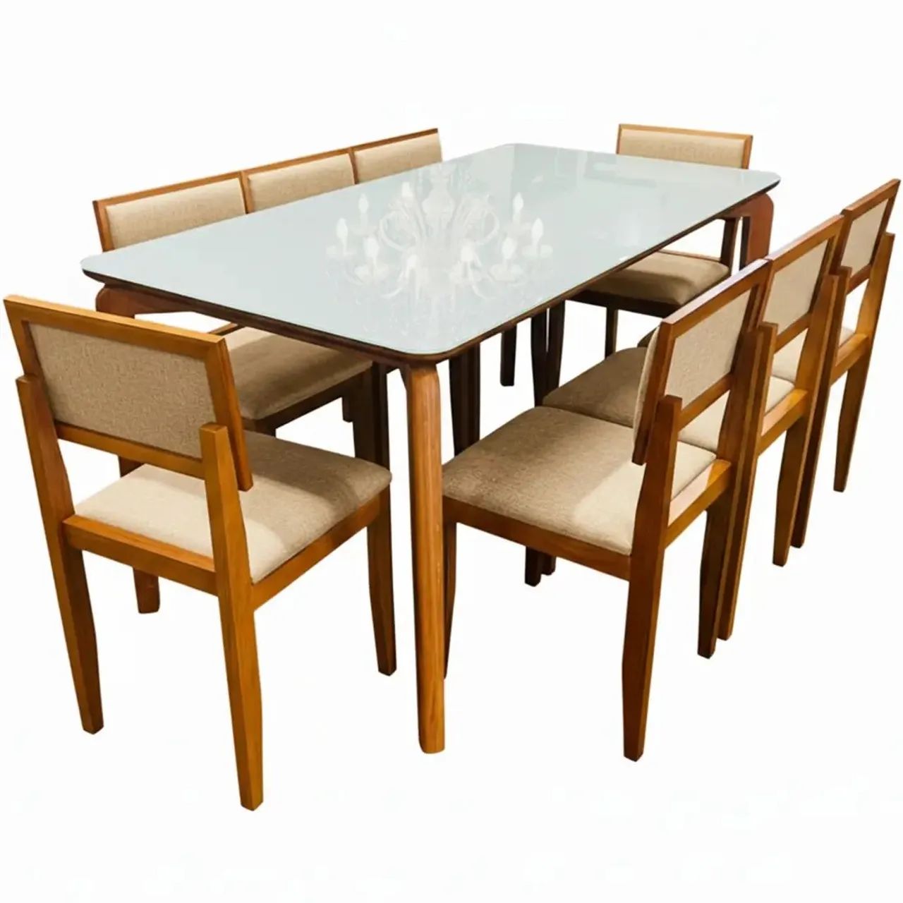 Mesa de Jantar Veneza com 8 cadeiras Santorini - Entrega Rápida 