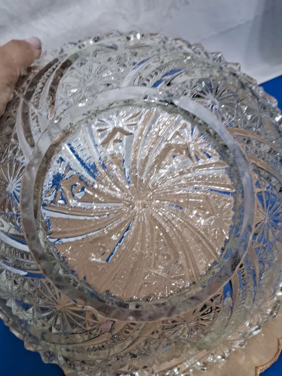 Fruteira baixa de Vidro Prensado - Peça Vintage Decorativa - Foto 5