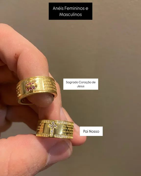 Anéis Pai Nosso Moeda Antiga Pronta Entrega