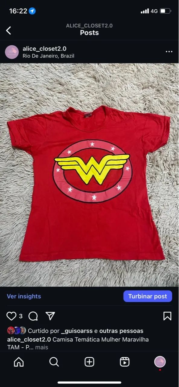 Camisa Temática Mulher Maravilha