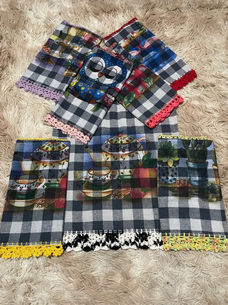 Jogo de Panos de Prato Decorados - 7 peças  - Foto 5