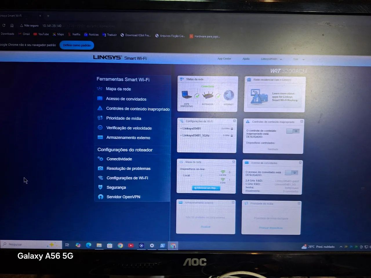 Roteador Linksys preto/Azul WRT3200ACM64330135501954123