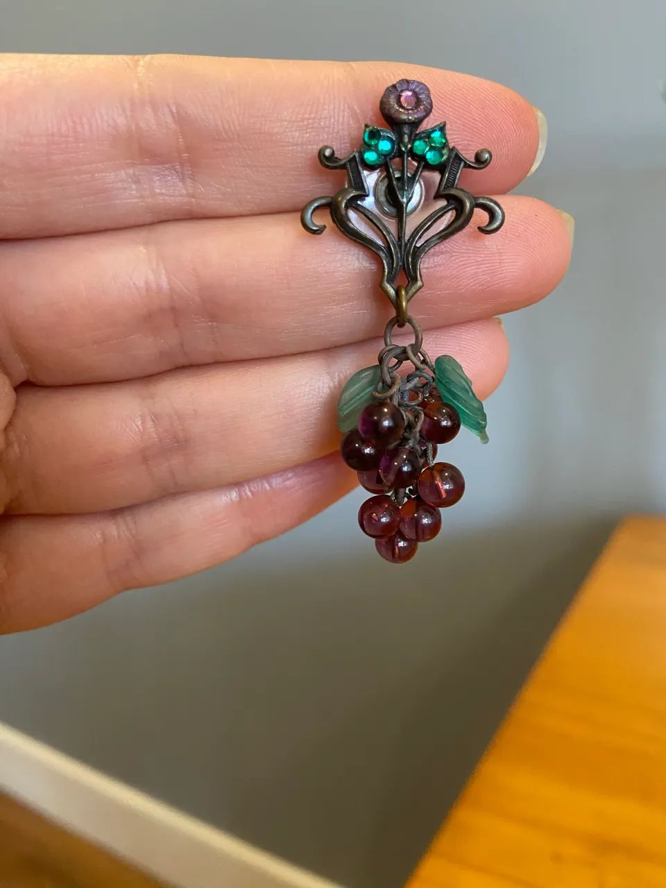 Conjunto vinho vidro vintage colar e brincos  - Foto 3
