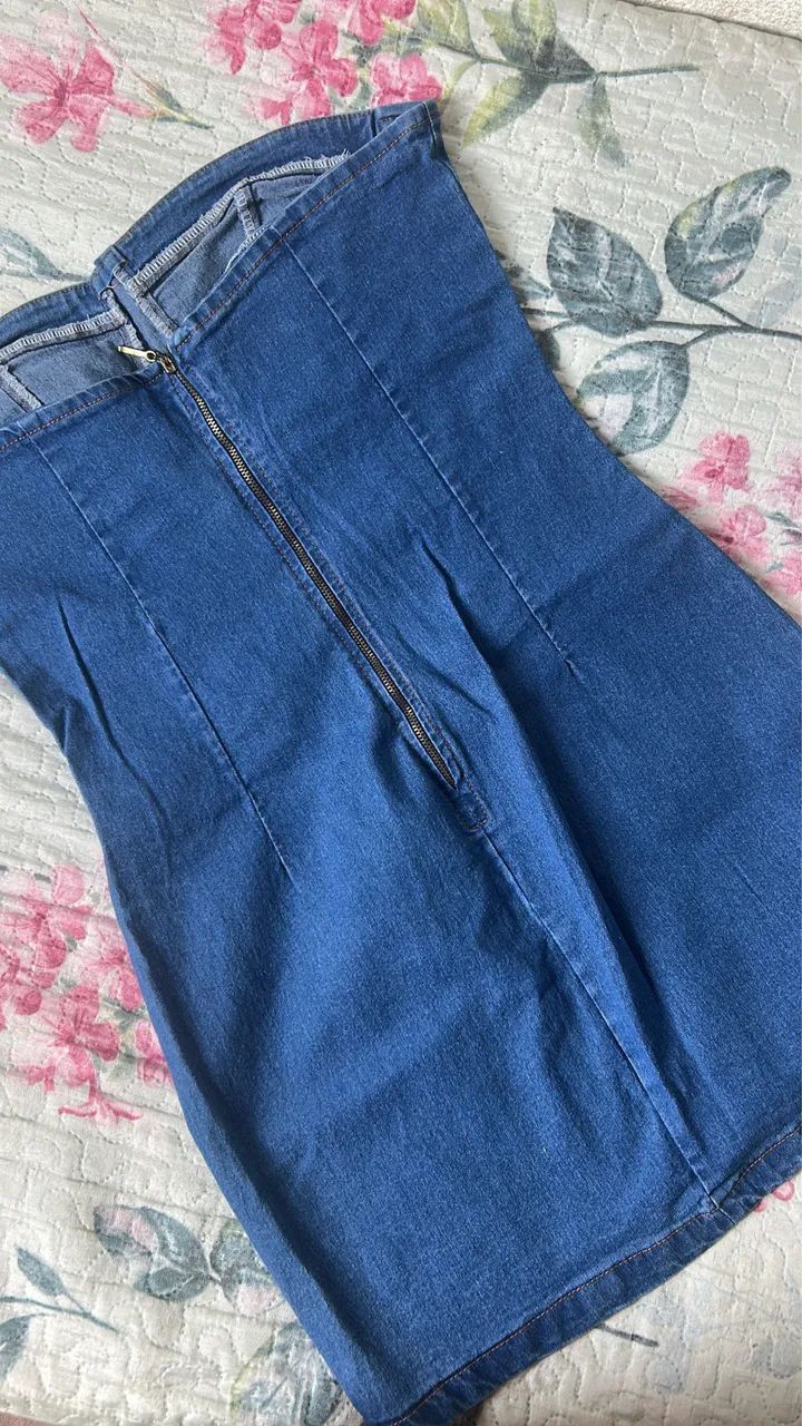 Vestido tomara que caia djeans  - Foto 2