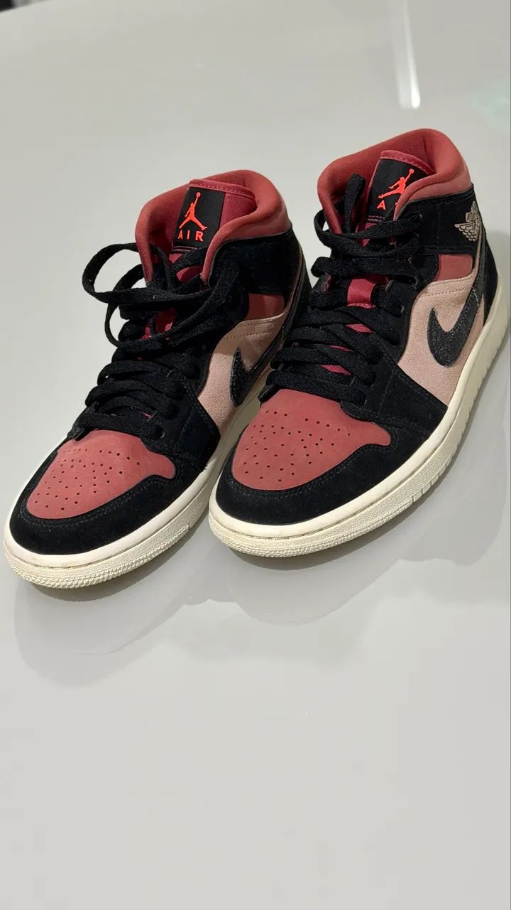 Air Jordan 1 Mid - Vermelho e Preto - Foto 4