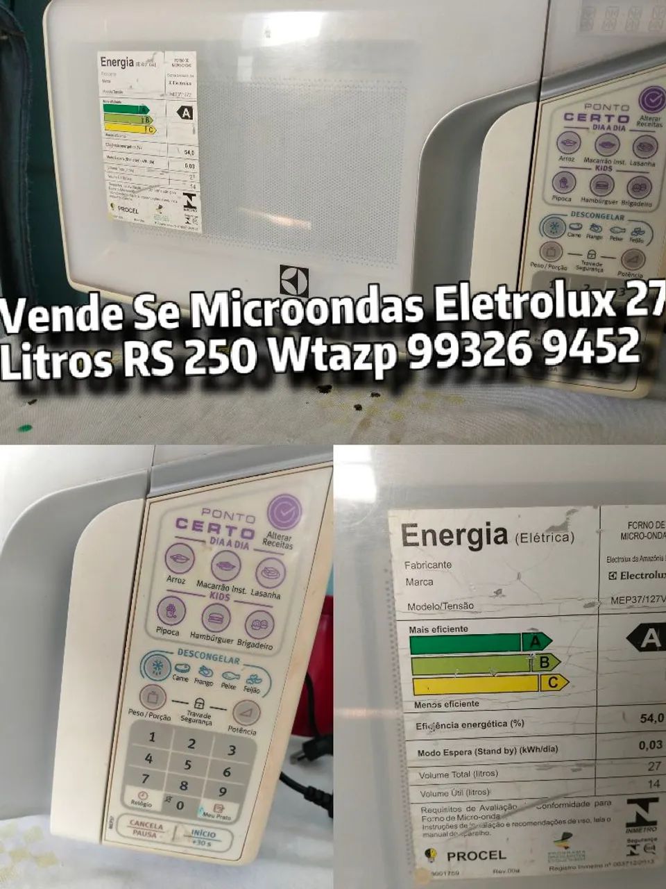 Microondas Eletrolux 270 litros 