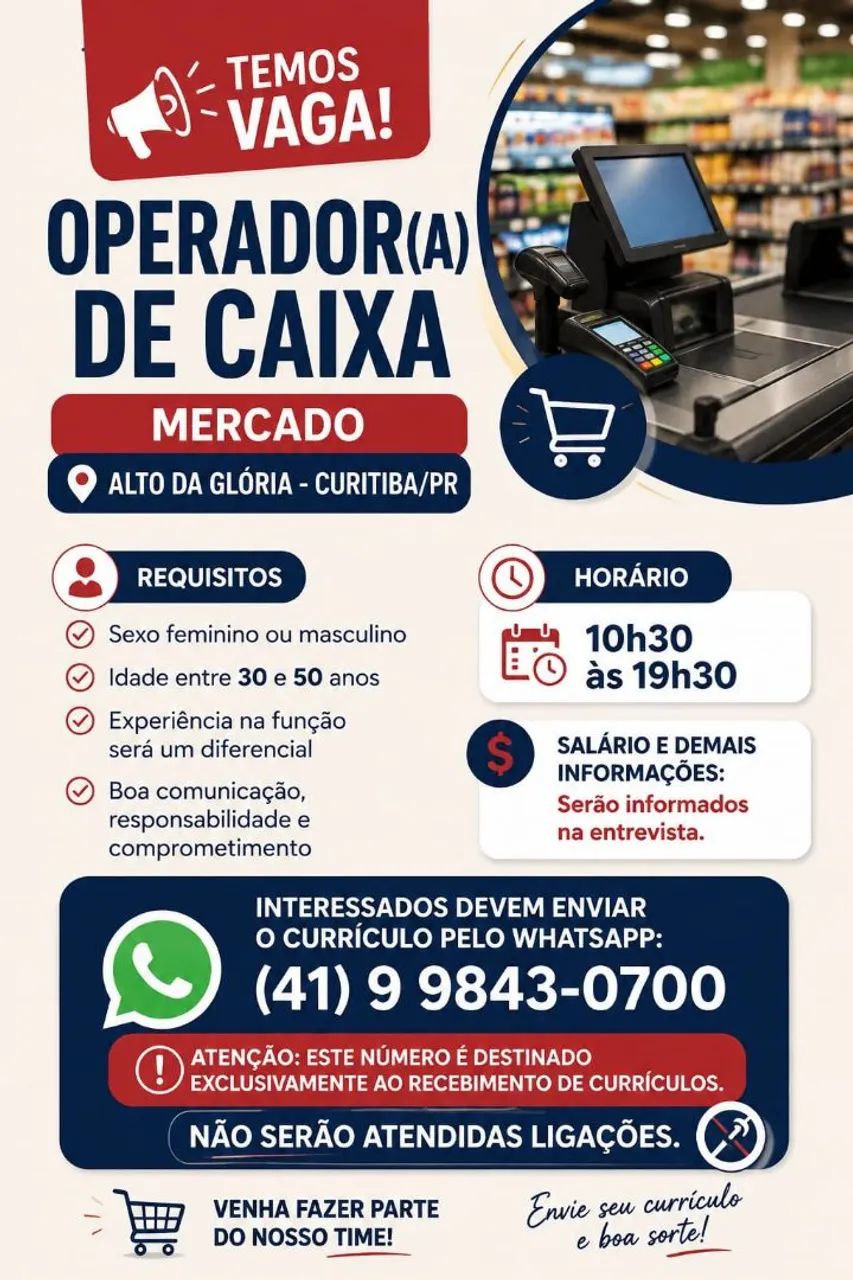 VAGA OPERADOR (A) CAIXA 