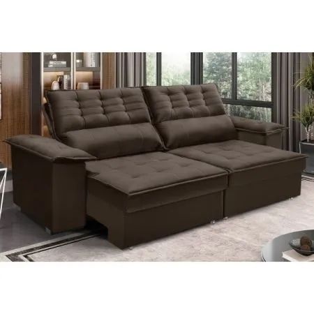 Sofa Dubai 2.30 Retr Reclinavel - Marrom 
