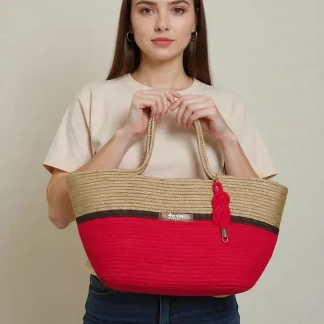 Bolsa de Praia Vermelha e marrom - Nova