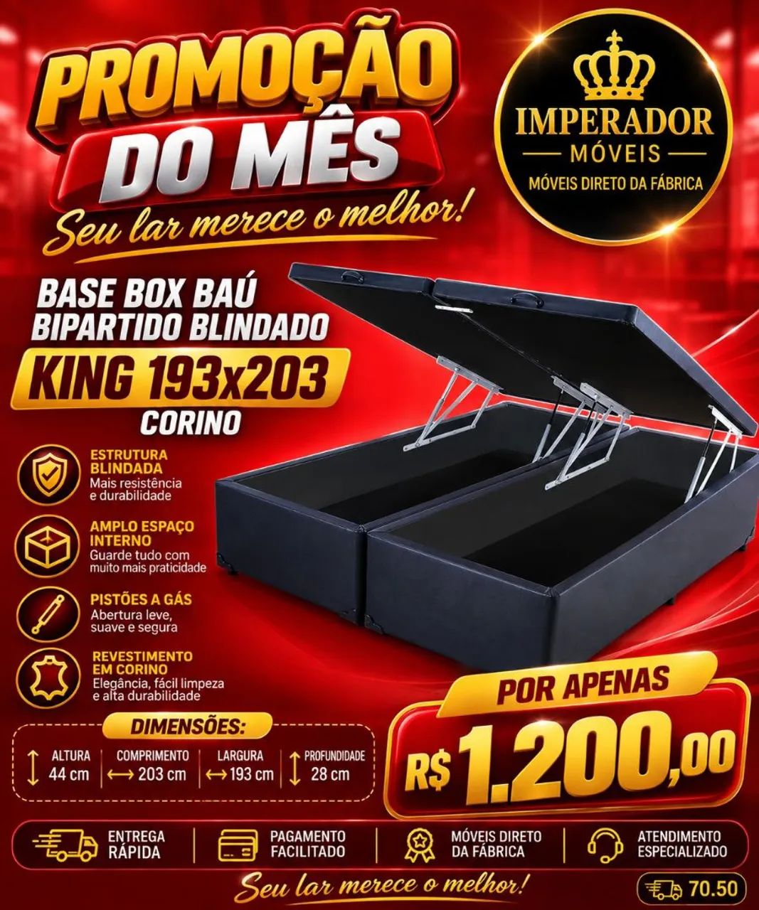 Base baú king cama casal