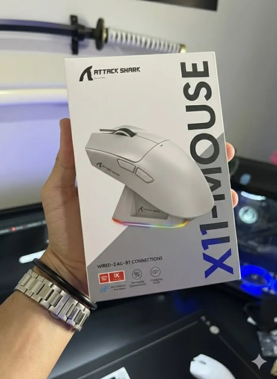  Mouse Gamer Attack Shark X11 - Sem Fio com Base de Carregamento